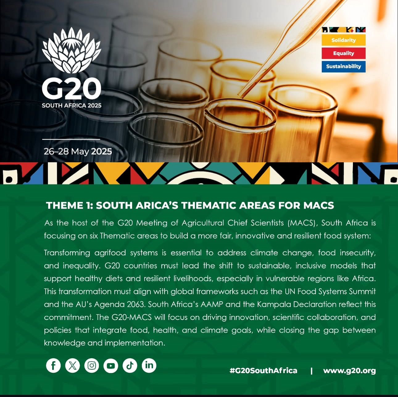 G20 MACS infographic presenting Theme 1: South Africa's thematic areas for MACS.